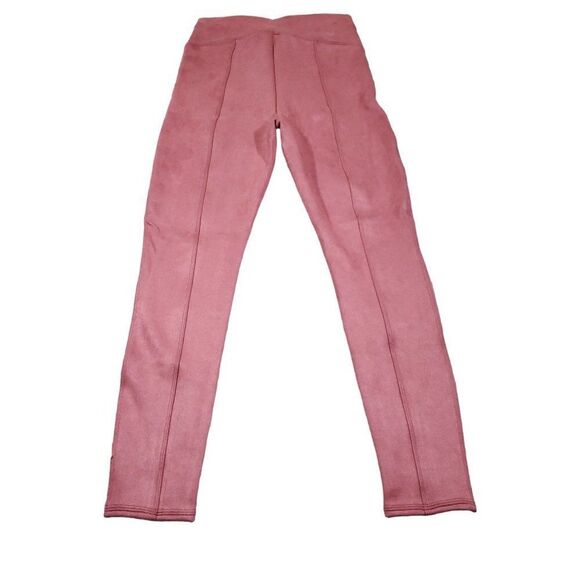 READ Spanx Faux Suede Leggings Rich Rose Pink Size Small Petite Pull On - Picture 3 of 12